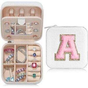 Travel Jewelry Case for Women Fashion, A Initial Small Travel Jewelry Case